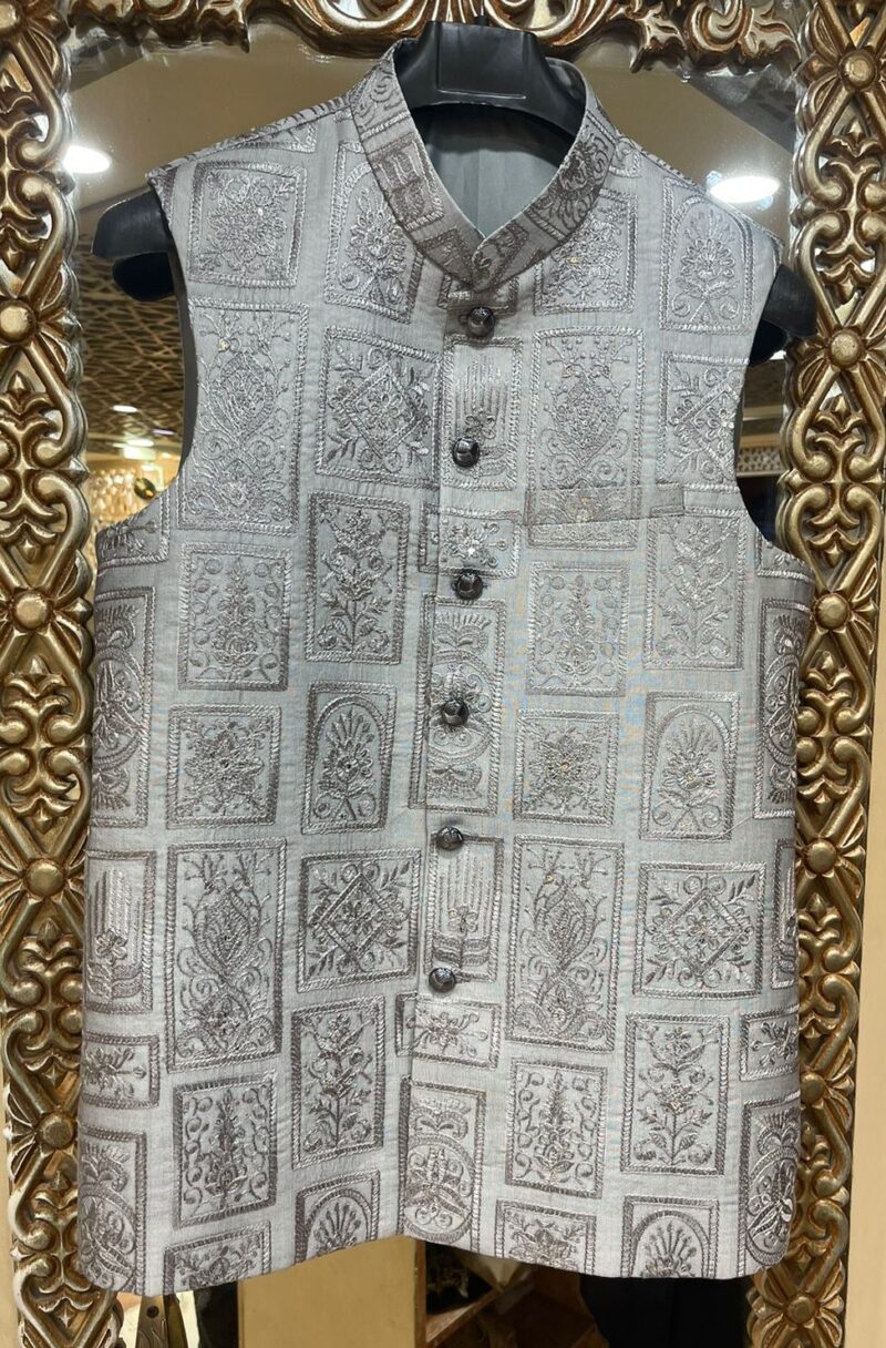 Printed Cotton Chikankari Waistcoat