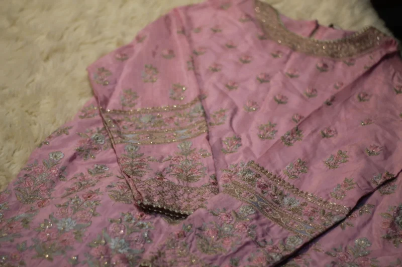 Baby Pink Embroidered Sharara Dress - Image 4