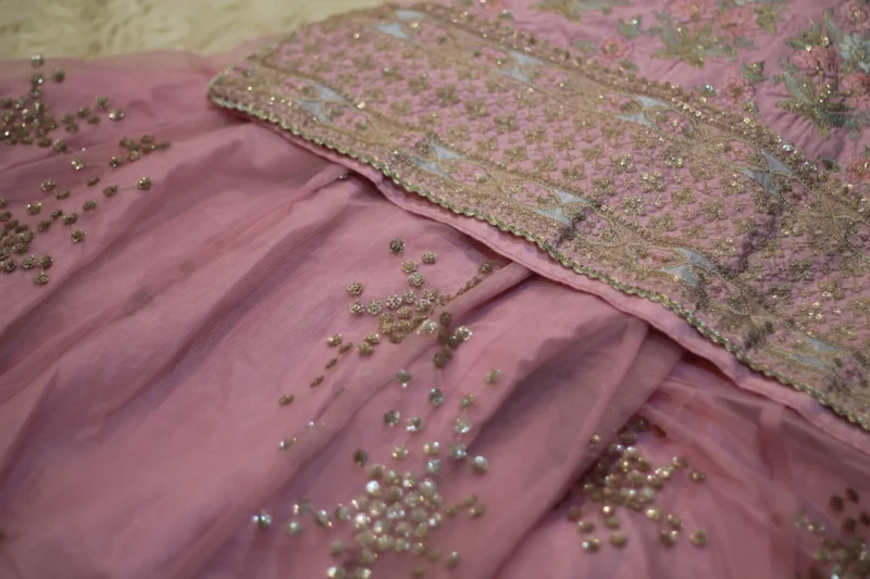 Baby Pink Embroidered Sharara Dress - Image 5