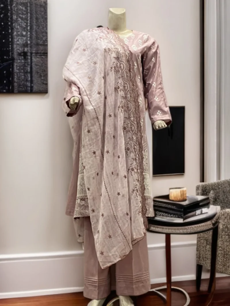 Lilac Color Lawn Fully Chicken Kari Embroidered Suit