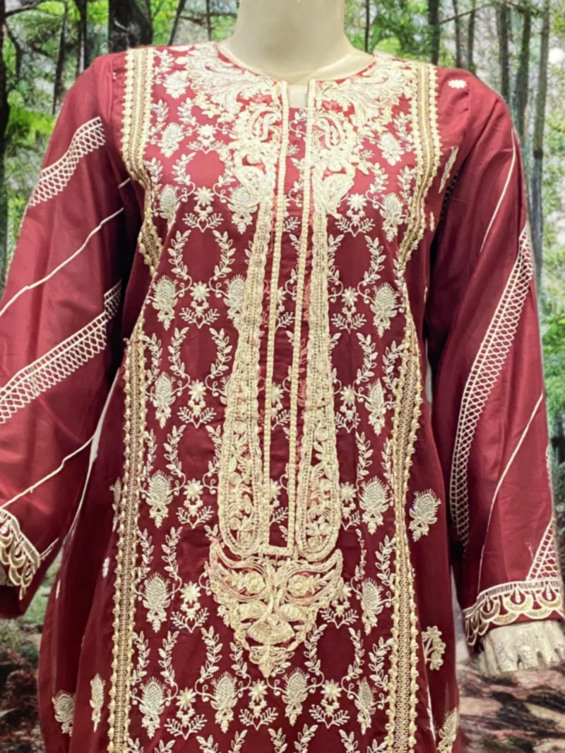 Luxury Stitched Full Embroidered Suit - Image 4