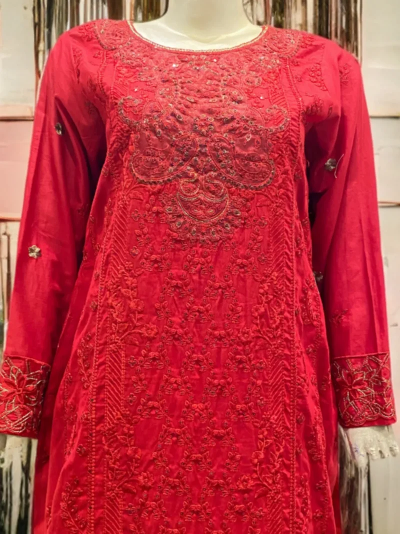 Maroon Color Embroidered Suit - Image 3