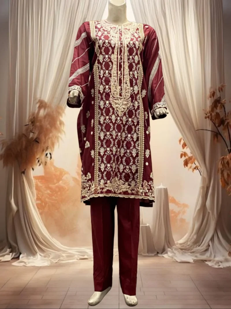 Luxury Stitched Full Embroidered Suit - Image 2