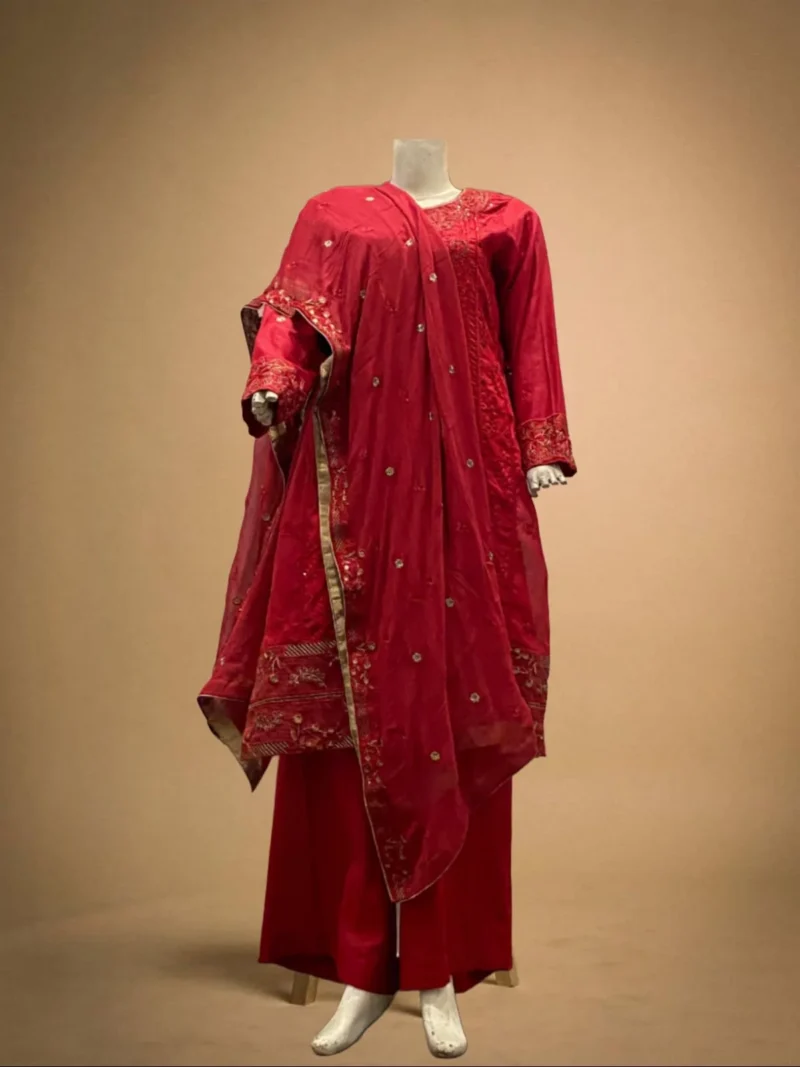 Maroon Color Embroidered Suit