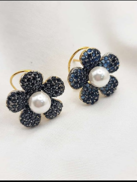 pearl blossom elegant flower earrings